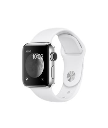 Apple Watch Series 2, 38mm Stainless Steel Case with White Sport Band