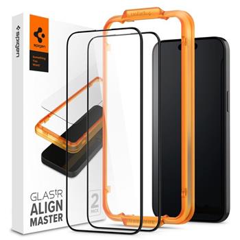 Spigen Glass tR AlignMaster 2 Pack, FC Black - iPhone 15