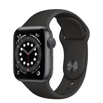 Apple Watch Series 6 GPS, 40mm Space Gray Aluminium Case with Black Sport Band - Regular