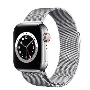 Apple Watch Series 6 GPS + Cellular, 40mm Silver Stainless Steel Case with Silver Milanese Loop