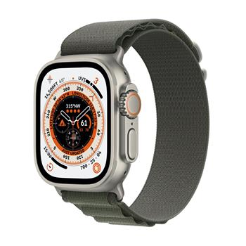 Apple Watch Ultra GPS + Cellular, 49mm Titanium Case with Green Alpine Loop - Small