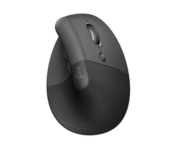 Logitech Lift, vertikální myš, bezdrátová, optická, 4000dpi, 6 tlačítek, Bluetooth, přijímač USB, šedá