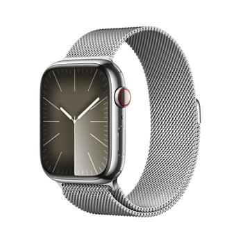 Apple Watch Series 9 GPS + Cellular 45mm Silver Stainless Steel Case with Silver Milanese Loop