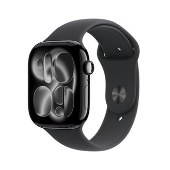 Apple Watch Series 11 GPS 42mm Jet Black Aluminium Case with Black Sport Band - M/L