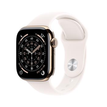 Apple Watch Series 11 GPS + Cellular 42mm Gold Titanium Case with Light Blush Sport Band - S/M