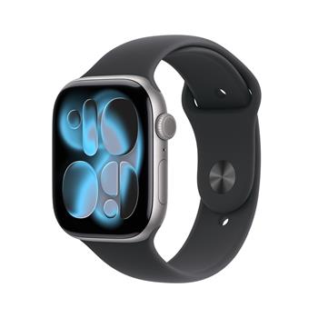 Apple Watch Series 11 GPS + Cellular 46mm Space Grey Aluminium Case with Black Sport Band - M/L