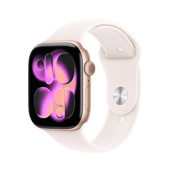 Apple Watch Series 11 GPS + Cellular 46mm Rose Gold Aluminium Case with Light Blush Sport Band - S/M