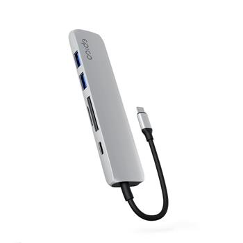 Epico 6v1 hliníkový hub 8K USB-C - stříbrná