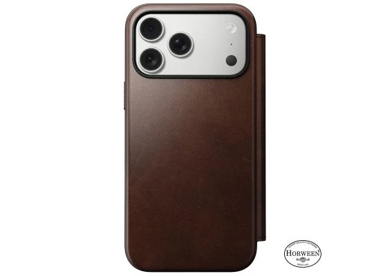 Nomad Modern Leather Folio, rustic brown (Horween) iPhone 17 Pro Max